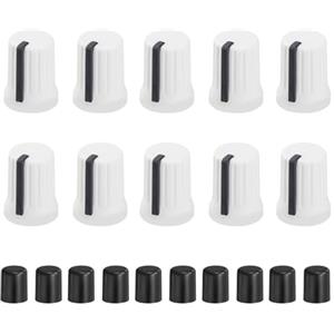 QUARKZMAN 10Pz Manopole Potenziometro D-Shaft Sostituzione Gomma Manopola Controllo Potenziometro Sostituzione Tappo Asta Spinta Per DJ Controller Mixer Console Encoder Speaker (Bianco Nero)