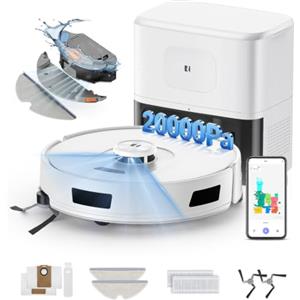 Vozascly R11 Robot Aspirapolvere Lavapavimenti con Mappatura, 20000Pa, Stazione di Autosvuotamento 90 Giorni, Navigazione Lidar, WiFi APP 5G/2.4G, Aspirapolvere Robot Autocaricante, per Tappeti/Pavimenti/Peli