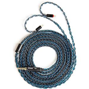 keephifi 2m Cavo 2 metri cuffie per IEM KBEAR ST12 Plus - Cavo di prolunga per cuffie intrecciato a 8 fili 4N OFC, 2 pin, standard da 3,5 mm, per KZ ZST/EDX/ZS10/AS10 (nero-blu, 2PIN-S)