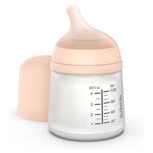 Suavinex, Biberon Anticolica Zero Zero, Flusso Adattabile (A), Fair | Adattabile al ritmo di suzione, allattamento misto, latte materno e artificiale, neonati +0 mesi, 120 ml, silicone