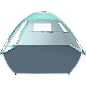 Glymnis Tenda da Spiaggia Adatta a 2-4 Persone, Tenda da Spiaggia Portatile con Cerniera, Facile da Montare, UPF 50+ (Verde, 3 Person)