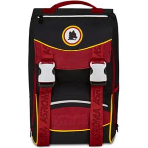 Seven AS Roma Zaino Doppio Scomparto Estensibile Calcio, Nero, Maxi Capienza, Schienale Preformato, Bambino, Scuola Elementare