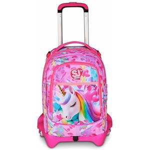 SJ GANG STYLE JAM GANG Trolley Scuola Jack 3 Ruote, Fucsia, 3 in 1, Zaino Triplo Uso con Carrello Sganciabile, 33 L, Zaino Scuola Elementare, Zaino Bambina