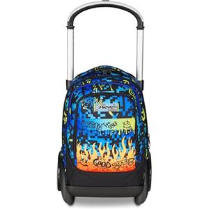 Seven Trolley Scuola Sganciabile Tyre, Blu, Zaino Con Carrello Sganciabile Da 40 L, Maxi Ruote e Crossover System, Maneggevole e Resistente, Scuola Elementare e Media, Zaino Bambina