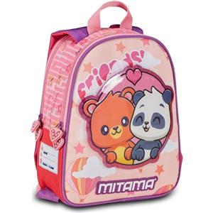 Mitama Zaino Spinny Mitama Asilo, Double Face con Doppia Grafica, Con Tasca Laterale Porta Borraccia, Rosa, Bambine, Scuola e Tempo Libero