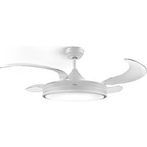 Ufesa Ventilatore da soffitto Seoul, motore DC 40W, silenzioso ed efficiente, 106 cm, luce LED integrata 48 cm, 4 pale retrattili, 3 tonalità di luce, 6 velocità, timer, telecomando, bianco