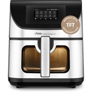 Ufesa Friggitrice ad Aria Swan Elegance 7,5L 2200W con Schermo Digitale Interattivo 4,3", App Intelligente, 10 Programmi, Finestra con Luce Interna e Tecnologia Air Pulse Ultra 360ºC con Doppia Resist