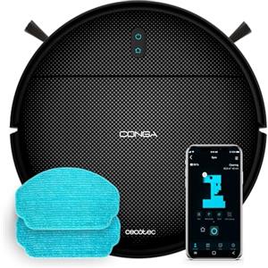 Cecotec Robot Aspirapolvere con Navigazione Giroscopica e App Conga M10 X-Treme Neo. 2000Pa, Spazza, Aspira, Lava e Passa il Mop, Autonomia 120min, Sensori Anticaduta e 2 Spazzole Laterali