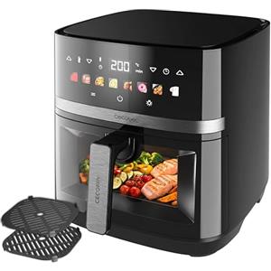 Cecotec Friggitrice ad Aria 8 L con Doppio Grill Cecofry&Grill Duoheat 8000 Hot. 2200 W, Doratura Perfetta e Sapore di Griglia nelle Carni, Temperatura tra 80-200 °C, 8 Menu e Finestra