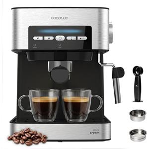 Cecotec Macchina da Caffè Espresso Power Espresso 20 Matic Elite. 850 W, Pressione 20 bar, Serbatoio da 1,5 L, Montalatte Orientabile, Controllo Digitale, Modalità Auto, Acciaio