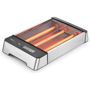 Ufesa Kamut - Tostapane piatto da 1000 W, con 3 resistenze, tostapane orizzontale in acciaio inox, misura XL per 4 fette, 6 livelli, schermo tattile, evidenziare e sbrinare, vassoio raccogli briciole