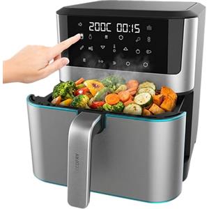 Cecotec Friggitrice ad Aria senza Olio da 8 L Cecofry Supreme 8000 Hot. 1800 W, Pannello Touch, 30-200 °C, 10 Menu Preimpostati, Pre-heat, Finiture in Acciaio Inossidabile
