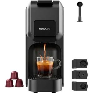 Cecotec Macchina da Caffè a Capsule Espresso FreeStyle Compact Black Art Elite. 1350W, 20bar, Compatibile Caffè Macinato, Dolce Gusto, Nespresso e K-fee, Serbatoio Estraibile 800ml