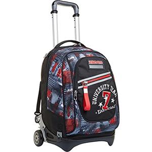 Seven Zaino Trolley Scuola Elementare Bambino, Zaino Sganciabile, Triplo Uso, New Tech, rosso/nero