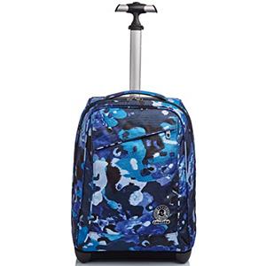 Invicta Trolley Scuola, Blu, Camo Shades, 2 in 1, Doppio Uso, Zaino con Carrello Fisso e Crossover System, Viaggio, Unisex