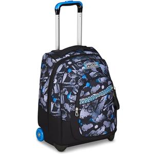 Seven Zaino Trolley, Scuola Elementare, Doppio Uso, Doppio Scomparto, Spallacci a Scomparsa, Bambino, Hue & Writes, nero/blu