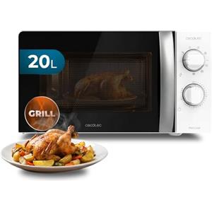 Cecotec Microonde 20L con Grill ProClean 2110 Wave. 700 W con 6 Livelli di Potenza, Capacità 20 L, Funzione Grill, Tecnologia 3DWave, Modalità Scongelamento, Timer fino a 30 min