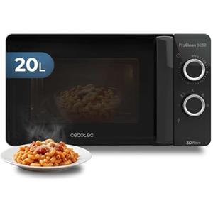 Cecotec Microonde ProClean 3030 Wave. 700 W, Capacità 20 L, Rivestimento Ready2Clean, 6 Livelli di Funzionamento, Timer 30 min, Modalità Scongelamento, Colore Nero