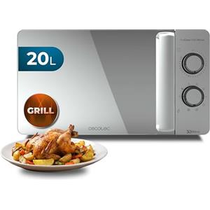 Cecotec Microonde con Grill ProClean 3160 Mirror Wave. 700 W, 6 Livelli, Grill 800 W, Capacità 20 L, Rivestimento Ready2Clean, Tecnologia 3DWave, Timer, Design Effetto Specchio
