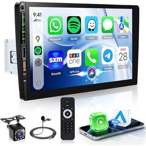 Rimoody Autoradio 1 Din 9 Pollici con CarPlay Wireless - Touchscreen IPS, Android Auto, Bluetooth 5.2, 4×45W, Mirror Link FM/RDS/AM Radio EQ Tipo-C USB Controllo del Volante Retrocamera