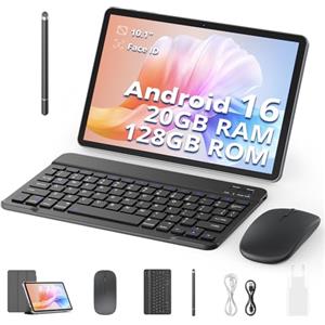 SVITOO Tablet, 10 Pollici, Android 16 con Tastiera, Penna, Custodia e Mouse, 20 GB RAM+128 GB ROM, Octa-core, 1280 x 800 HD, 6600 mAh (con NTC), Widevine L1, 8 MP+2 MP, 2,4 G+5 G, WiFi, GPS (Grigio)