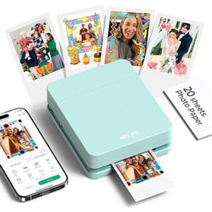 Nelko PP01 Stampante Fotografica Portatile, Mini Stampante a Colori per Stampa Foto dal Cellulare, Stampante Istantanea con 20 Carte per Foto Adesive, App di Modifica, Compatibile iOS/Android, Verde