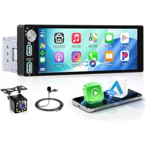 Rimoody DAB+ Autoradio 1 Din Carplay Android Auto Wireless Bluetooth, 6.86'' IPS Touchscreen Stereo con Digitale DAB+ FM Mirror Link Vivavoce Bluetooth Tipo-C USB EQ Controllo del Volante Retrocamera