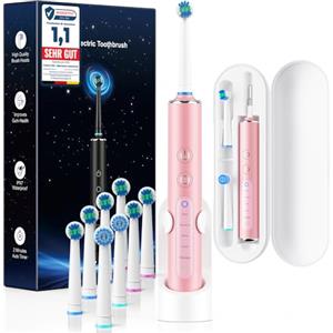 Nevoke Spazzolino Elettrico Rotante per Adulti e Bambini con 3 Intensità e 5 Modalità, Electric Toothbrush con 8 Testine, Custodia da Viaggio, Impermeabile IPX7, Batteria con Autonomia di 120 Giorni 1