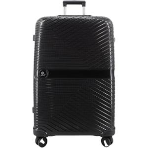 NPLE Solid Valigia Trolley Espandibile Media 65 cm, Bagaglio da Viaggio Rigido in 100% Polipropilene con Lucchetto TSA, 4 Ruote Doppie Multidirezionali, 65x42x28 cm, Nero