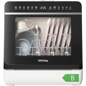 IsEasy Mini Lavastoviglie da Tavolo, Lavastoviglie portatile da 5L, 7+3 Programmi, Touch Control e Display LED, Ideale per Cucine, Apt e Dormitori
