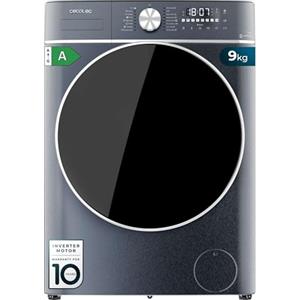 Cecotec Lavatrice 9 Kg Carico frontale Bolero DressCode 9800 Inverter Ice Blue A. 2000 W, 1400 giri/min, 16 programmi, basso consumo, motore inverter Plus, SteamMax, ricarica automatica e display