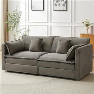JIEXI Divano Angolare Modulare, Divano a U e a L con Funzione Letto, Divano Componibile Convertibile per Soggiorno, Camera da Letto, Ufficio e Appartamento (3+2 Posti, Beige)