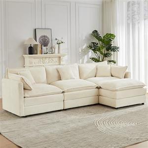 JIEXI Divano angolare modulare a U/L, 3+1 posti, Beige