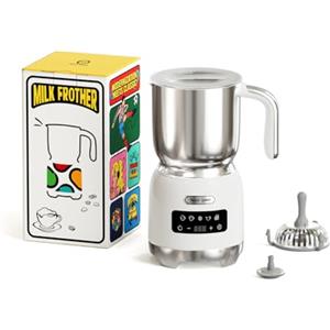Hazel Quinn Montalatte Elettrico 5 in 1, Acciaio Inox, 400 ml, Bianco Perla