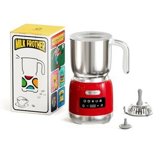 Hazel Quinn Montalatte Elettrico 5 in 1, Acciaio Inox, 400 ml, Rosso Rubino