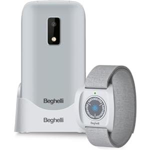 Beghelli - Telefono Salvavita e Braccialetto, Salvalavita Phone SLV30N GPS Plus + Salvalavita Braccialetto SLV Band Plus, SOS con GPS, Tasto Emergenza, Chiamata Rapida, Display 2.8" (Colore Grigio)