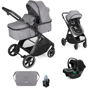 Nurse Wander C Trio Carrito de Bebé 3 en 1, Capazo Convertible en Hamaca y Silla de Coche i-Size, Plegado Compacto, con Accesorios, Gris
