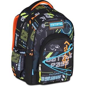 Mitama Zaino Scuola Elementare M-Power SpaceBattle, Triplo Scomparto, Ragazzi e Ragazze, Tasca Porta Borraccia, Schienale Imbottito, nero