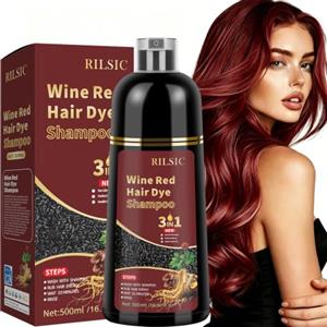 JELMOK 500ML Black Hair Dye Shampoo 3 in 1, Shampoo Colorante Nero per Donna Uomo, Shampoo Colorante Capelli Istantaneo, Hair Color Shampoo - Naturale - Shampoo per Capelli (Bordeaux, 500ML)