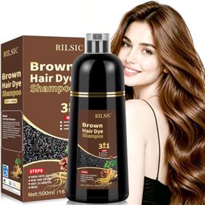 JELMOK 500ML Black Hair Dye Shampoo 3 in 1, Shampoo Colorante Nero per Donna Uomo, Shampoo Colorante Capelli Istantaneo, Hair Color Shampoo - Naturale - Shampoo per Capelli (Castano Chiaro, 500ML)