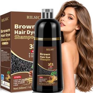 MINYSIC 500ML Shampoo Colorante Marrone Chiaro per Donna Uomo per Capelli Bianchi