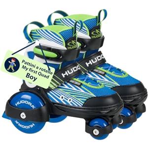 HUDORA Pattini a rotelle My First Quad Boy - misure 30-33 - pattini a rotelle di qualità per bambini fino a 20kg - pattini regolabili - sicuri e con rotelle grandi per iniziare