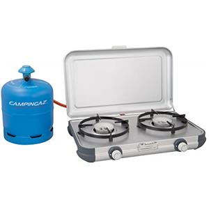 Campingaz Kitchen 2, Fornello Da Campeggio A Gas Due Fuochi Portabile 4 000 Watt Cucina Unisex, Bianco (White), 2