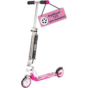 HUDORA BigWheel 125 Scooter I monopattino in alluminio sicuro e di alta qualità per bambini, scooter da città regolabile in altezza e pieghevole, fino a 100 kg, stabile monopattino con tracolla, rosa