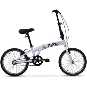 Nilox, Bike X0, Bici Pieghevole, Facile da Trasportare, Design Moderno, con Telaio Opaco in Acciaio, Bicicletta Leggera, 12 kg di Peso, con Cerchi in Alluminio da 20, Bianca