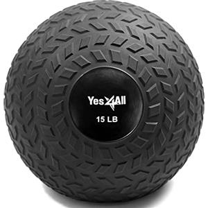 Yes4All D297 Palle da Slam 6,8 kg, nere, palla medica riempita di sabbia senza rimbalzo, adatte per l'allenamento e il potenziamento