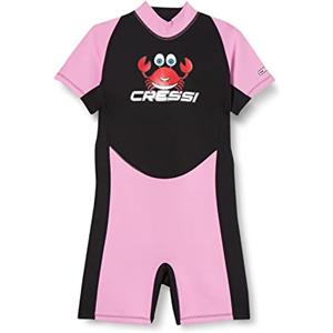Cressi Smoby Wetsuit, Muta Shorty in Premium Neoprene 2 mm Unisex Bambini, Nero/Rosa, 9/10 Anni
