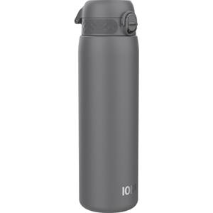 ION8 Borraccia Acciaio Inox Leggero 1 Litro, Non Isolato, a Prova di Perdite, Facile da Aprire, Serratura Sicura, Lavabile in Lavastoviglie, Durevole e Resistente ai Graffi, Grigio
