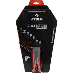 STIGA Racchetta da ping pong STIGA Carbon Advance Cybershape - Pala con 5+2 strati, 5 strati in legno e 2 in fibra di carbonio, punto dolce ampio e ottimizzato, gomma STAR Advance - per giocatori ambiziosi