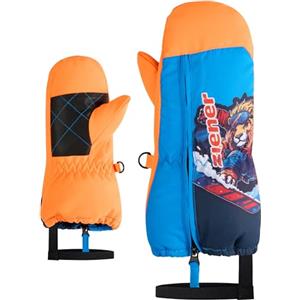 Ziener Bambino Leon-Z - Muffolo da sci/sport invernali | Antivento, idrorepellente, cerniera lunga, arancione Poison, 1